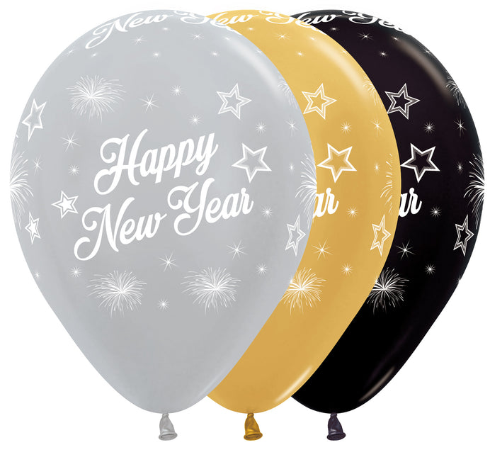 Palloncini Happy New Year Elegant Mix 30cm 25pz