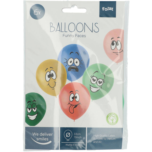 Palloncini Facce Divertenti Colorati 33cm 6pz