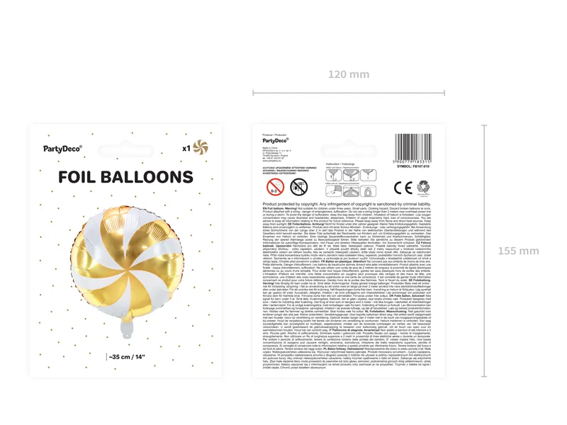 Palloncino ad elio Candy Oro Bianco Vuoto 35cm