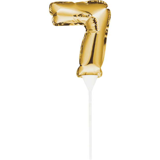 Palloncino in foil oro per torta 7 anni 13 cm