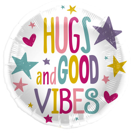 Palloncino ad elio Hugs And Good Vibes vuoto 45 cm