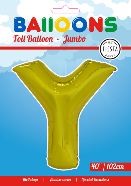 Palloncino in foil Lettera Y Oro XL 102cm vuoto