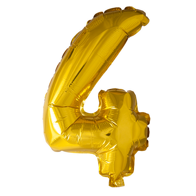 Palloncino in foil Figura 4 Oro 41cm con cannuccia