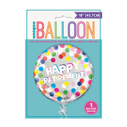 Palloncino ad elio Happy Retirement colorato 45cm vuoto.