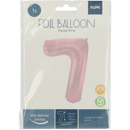 Palloncino Foil Figura 7 Rosa Pastello XL 86cm vuoto