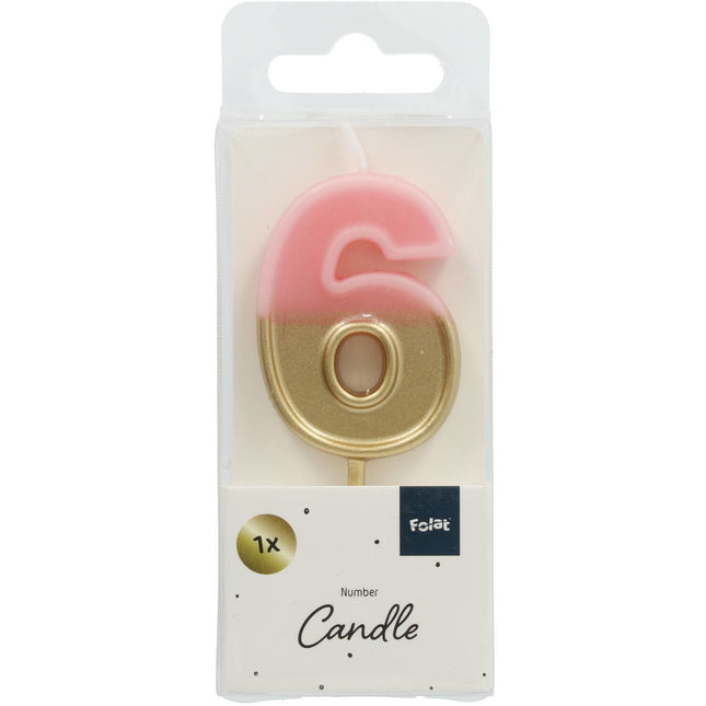 Candela 6 anni Retro Rosa 5cm