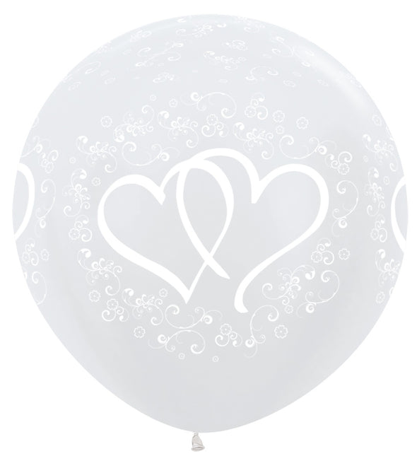 Palloncini Entwinted Hearts Pearl White 91cm 2pcs