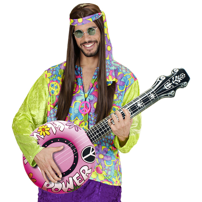 Hippie 60S Finto Banjo Rosa Gonfiabile 1m