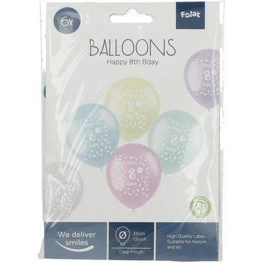 Palloncini Happy 8Th Bday 33cm 6pz