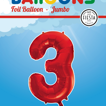 Palloncino Foil Figura 3 Rosso XL 86cm vuoto