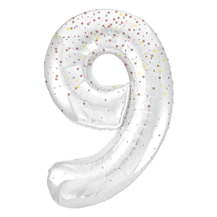 Palloncino 9 anni a pois bianchi 86 cm