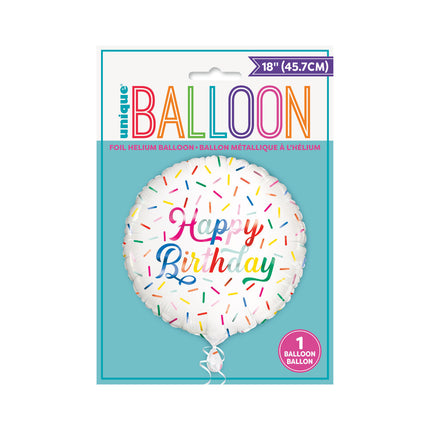 Palloncino ad elio Happy Birthday sprinkles 45cm vuoto