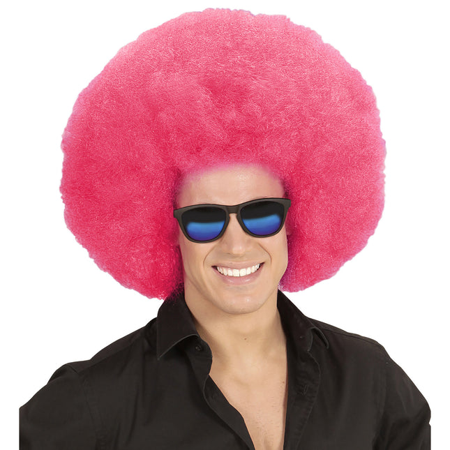 Parrucca rosa afro extra large