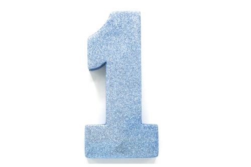 Figura di decorazione da tavolo azzurra 1 Glitter 20,5 cm