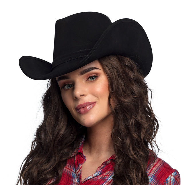 Cappello da cowboy Black Leatherlook Deluxe