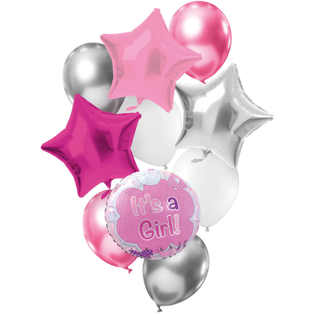 Set palloncini nascita bambina 10 pezzi