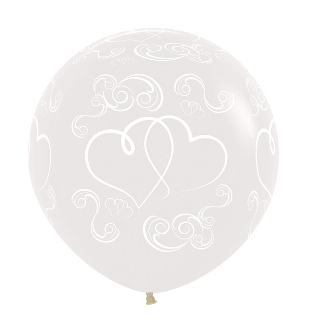 Palloncini Cuore Incrociato Cristallo Trasparente 61cm 3pz