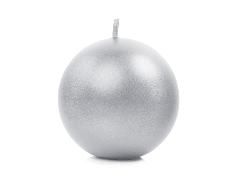 Candele a sfera argento 6cm 10pz