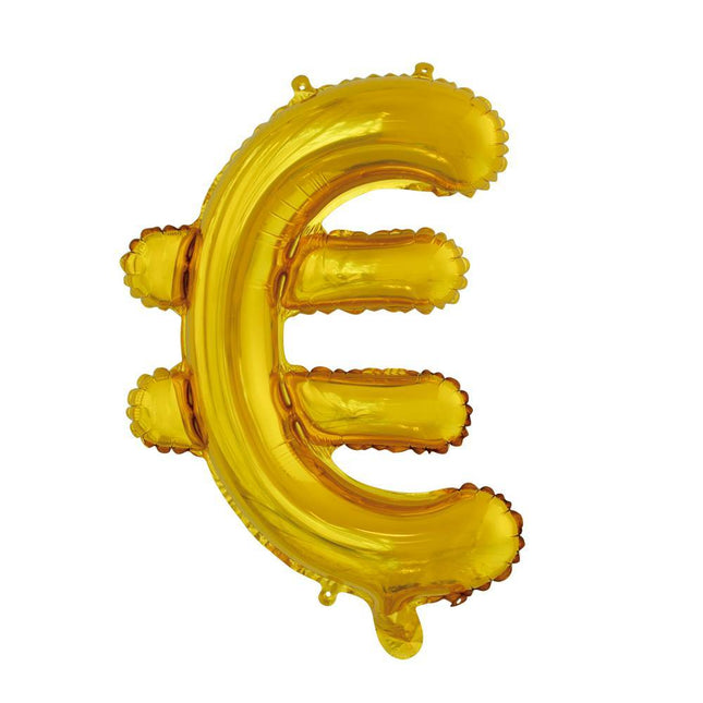 Palloncino in foil Euro Sign Gold 41 cm con cannuccia