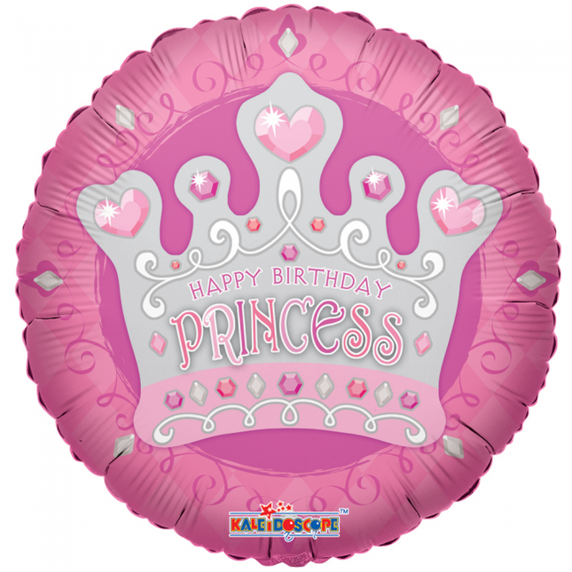 Palloncino ad elio Happy Birthday Princess Crown 45 cm vuoto