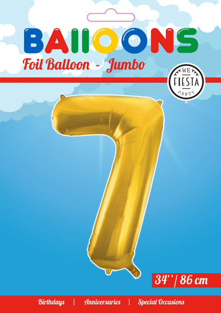 Pallone in foil Figura 7 Gold XL 86cm vuoto