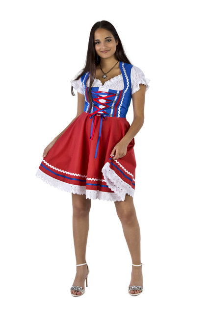 Dirndl 2-dlg., blu/rosso, camicetta Carmen