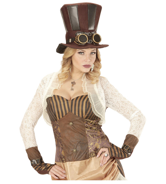 Cappello Steampunk alto con occhiali