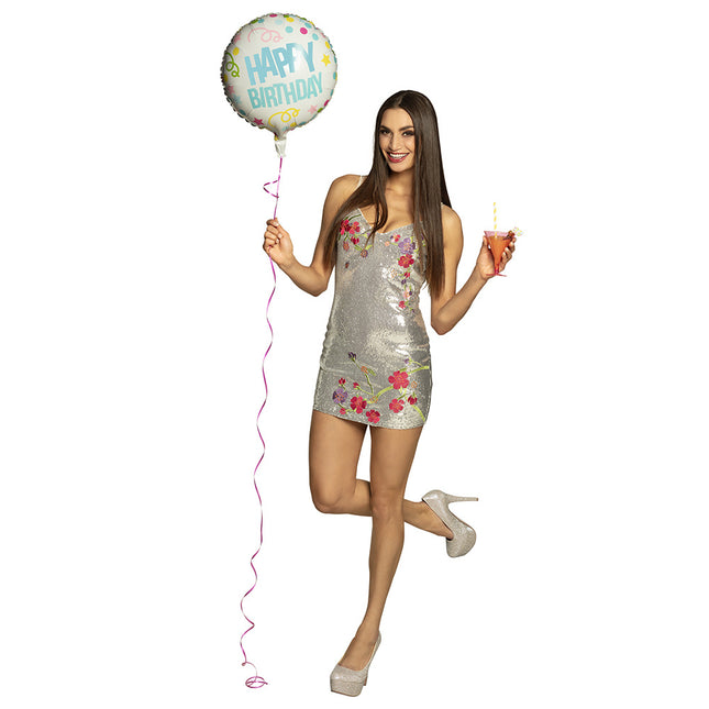 Palloncino ad elio Happy Birthday Coriandoli 45cm vuoto