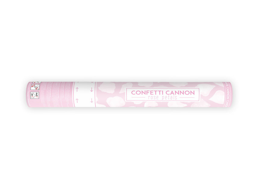 Cannone di coriandoli di petali di rosa bianchi 60 cm