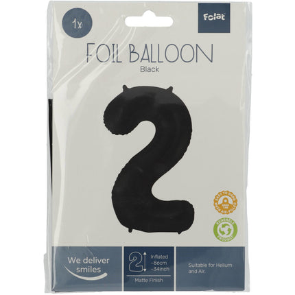 Pallone Foil Figura 2 Nero Opaco XL 86cm vuoto