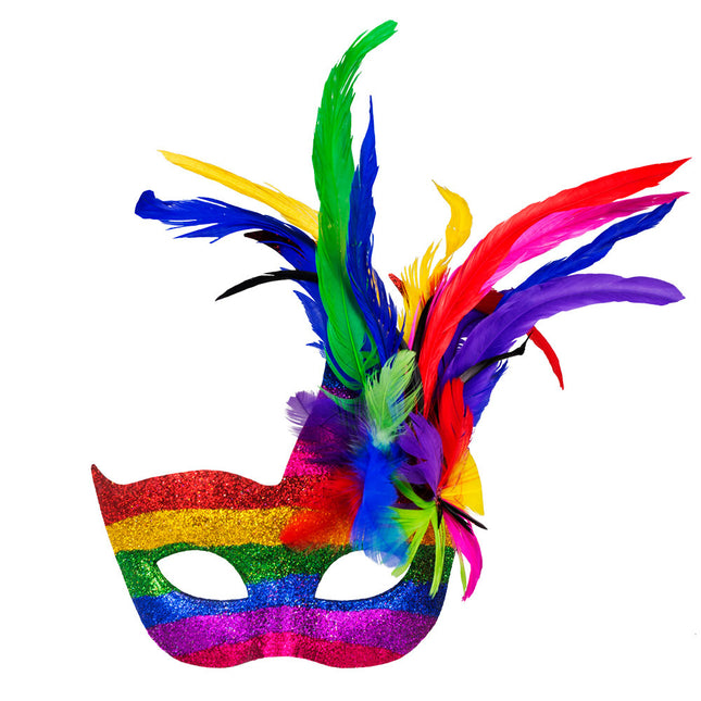 Maschera occhi veneziana arcobaleno