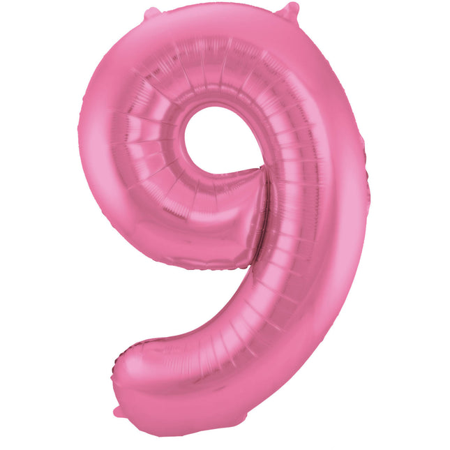 Palloncino Foil Figura 9 Rosa Opaco XL 86cm vuoto