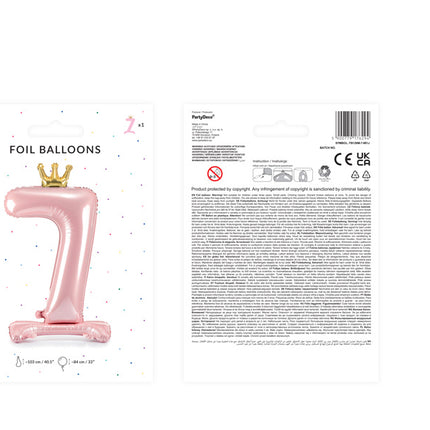 Palloncino Foil Figura 7 Rosa Chiaro Standard Vuoto 84cm