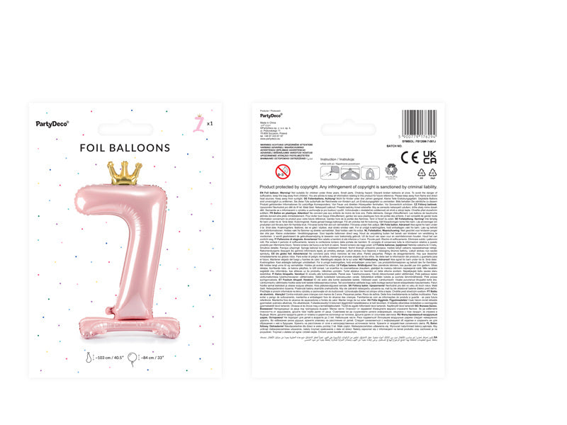 Palloncino Foil Figura 7 Rosa Chiaro Standard Vuoto 84cm