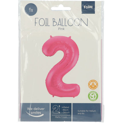 Palloncino Foil Figura 2 Rosa Opaco XL 86cm vuoto