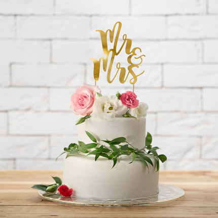 Cake topper Mr & Mrs Gold 25,5 cm