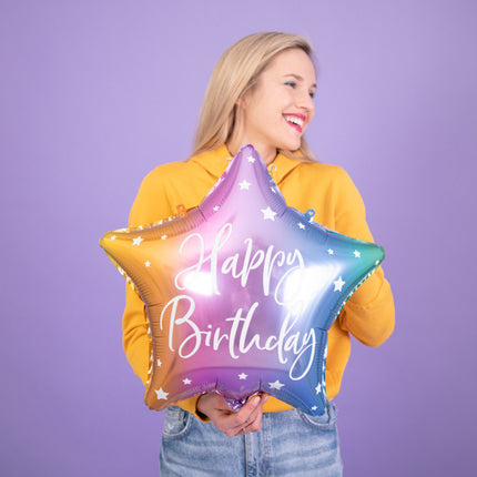 Palloncino ad elio Star Happy Birthday vuoto 40 cm