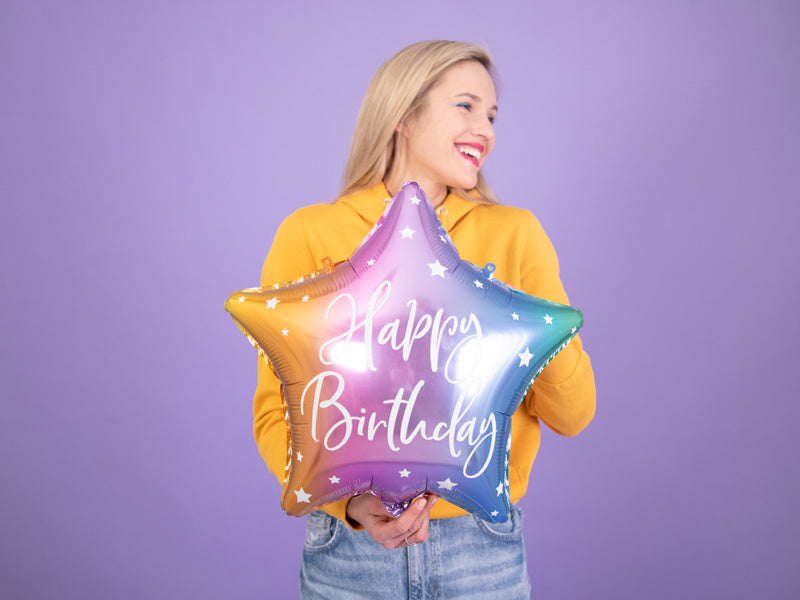 Palloncino ad elio Star Happy Birthday vuoto 40 cm