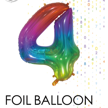 Pallone in foil Figura 4 Arcobaleno Trasparente 66cm