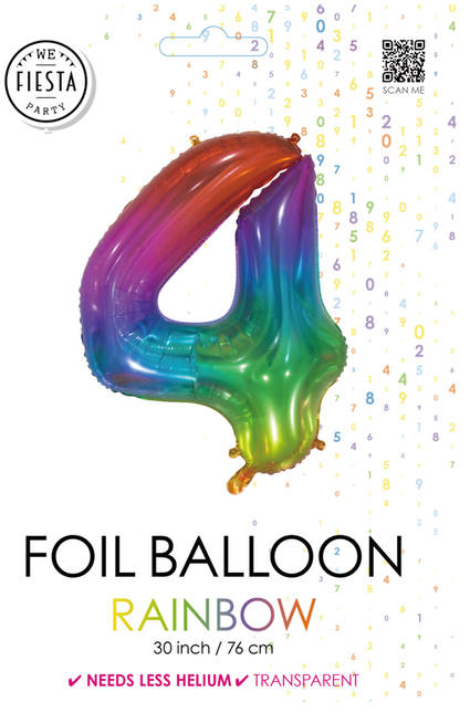 Pallone in foil Figura 4 Arcobaleno Trasparente 66cm