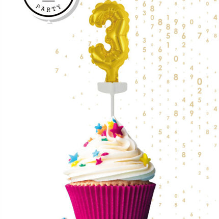 Palloncino in foil 3 anni Gold Cake topper 12,5 cm