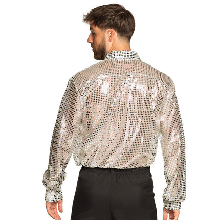 Camicetta Disco Argento Uomo Glitter