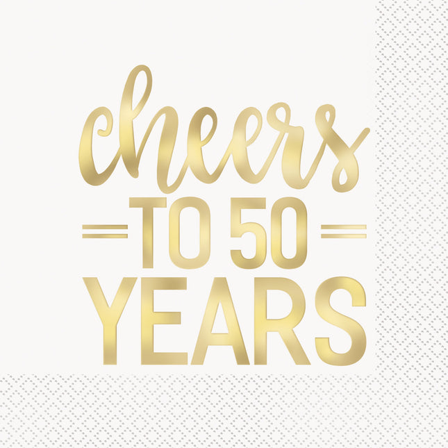 Tovaglioli Cheers To 50 Years Oro 25cm 16pz