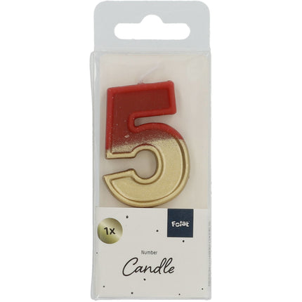 Candela 5 anni Retro Rosso 5cm