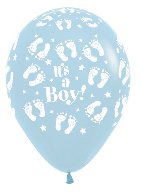 Palloncini It's a Boy Impronta di piede blu opaco pastello 30 cm 25 pezzi