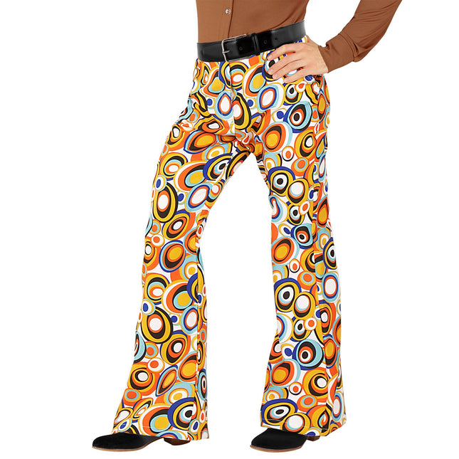 Pantaloni Disco 70S Arancione Uomo Circles