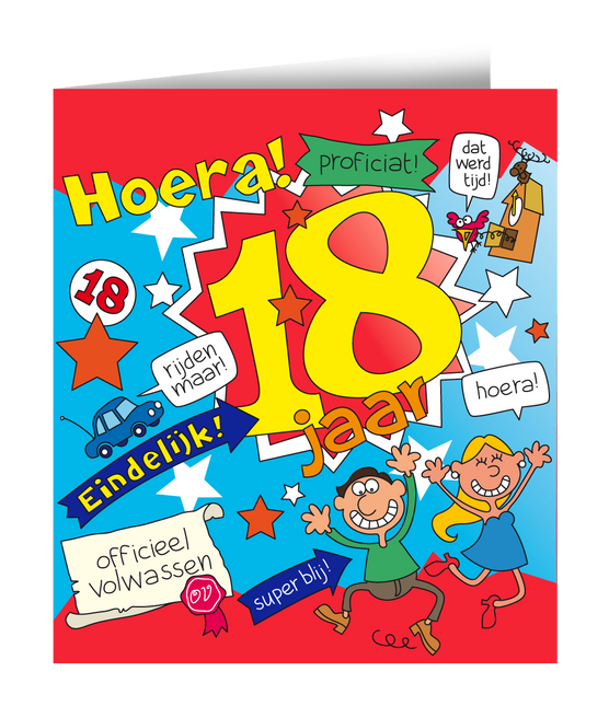 Biglietto di compleanno 18 anni Cartoon 16,5 cm