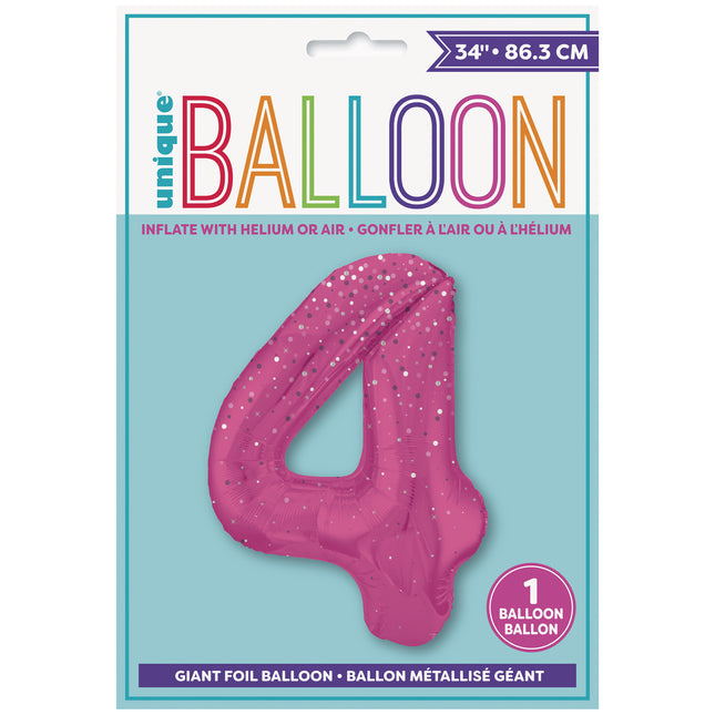 Palloncino 4 anni a pois rosa 86 cm