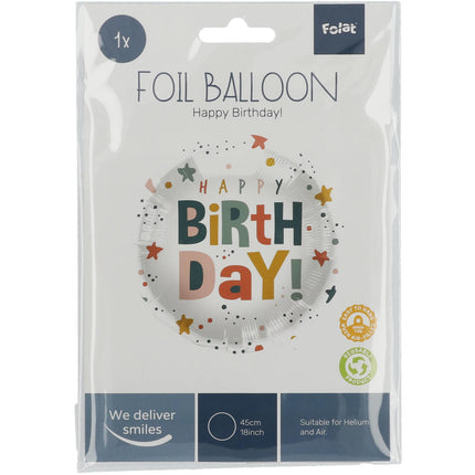 Palloncino a elio Happy Birthday multicolore vuoto 45 cm