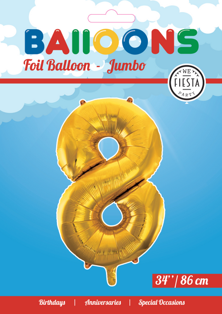 Palloncino in foil Figura 8 Gold XL 86cm vuoto